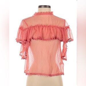ASOS Pink Peach Sheer Ruffle Top Sz 4